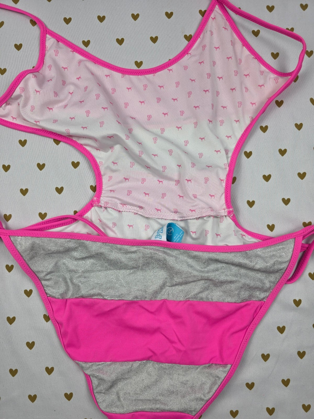 NEW RARE VINTAGE 08 Victoria's Secret PINK Monokini Cutout One Piece Stripes M