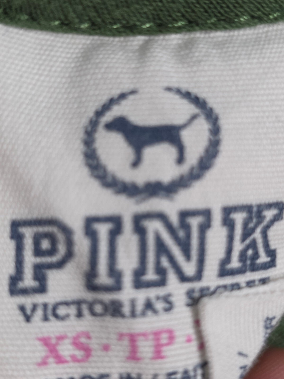 Victorias Secret PINK LOVE Green Embroidered Tee Shirt vintage y2k XS