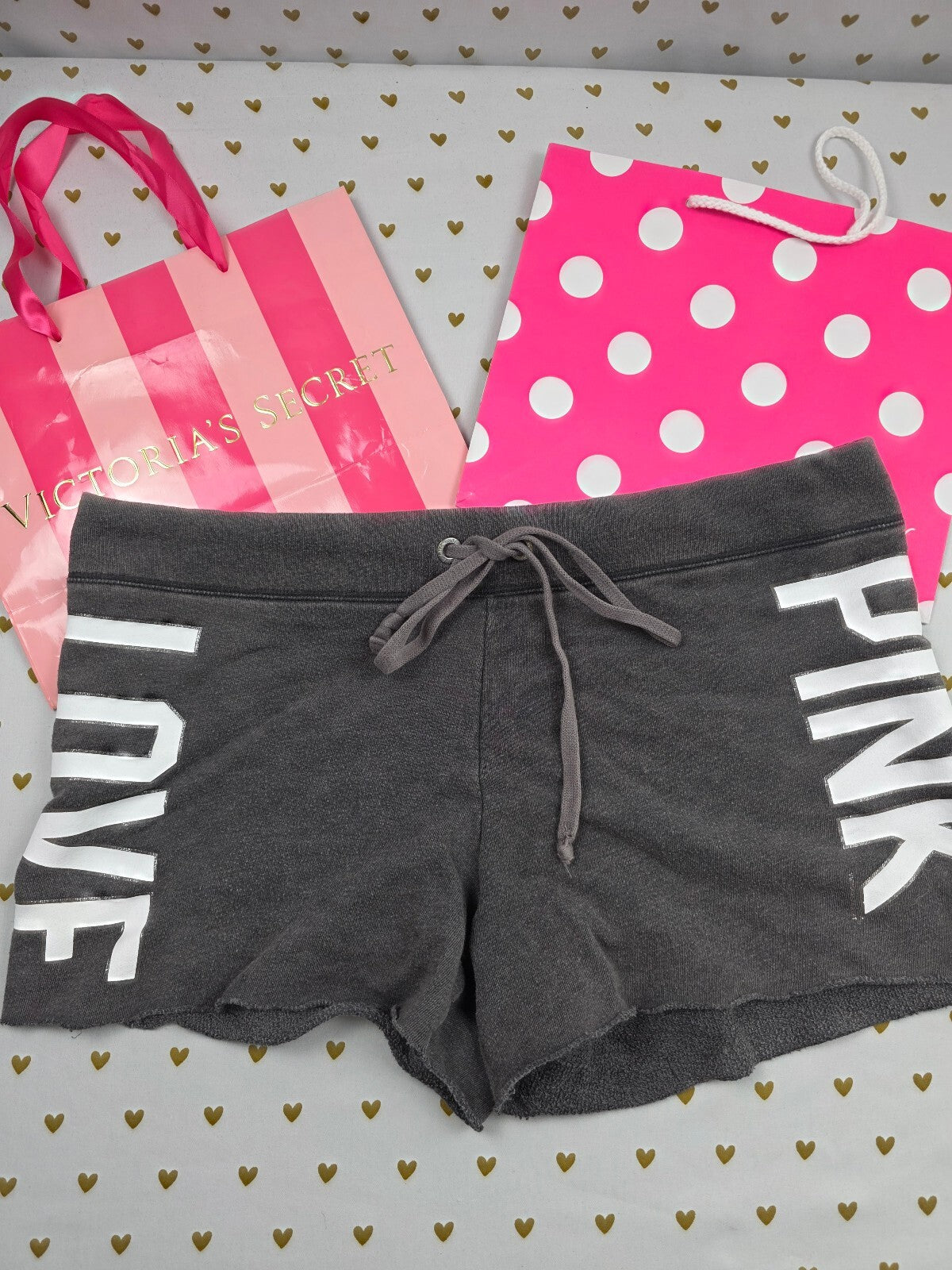 Victorias Secret PINK Vintage Y2k Logo Sweat Shorts Grey Medium