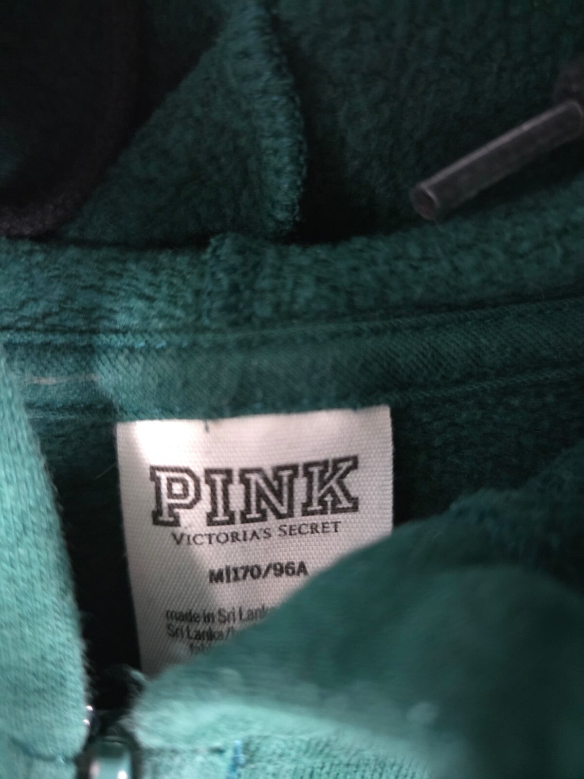 Victorias Secret Pink Green Logo Full Zip Hoodie Sweater Sweats Sweatpants MED