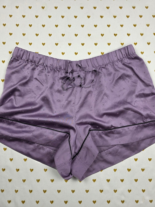 Victorias Secret Purple Polka Dot Satin Medium Sleep Shorts Boxers Pajama Bottom