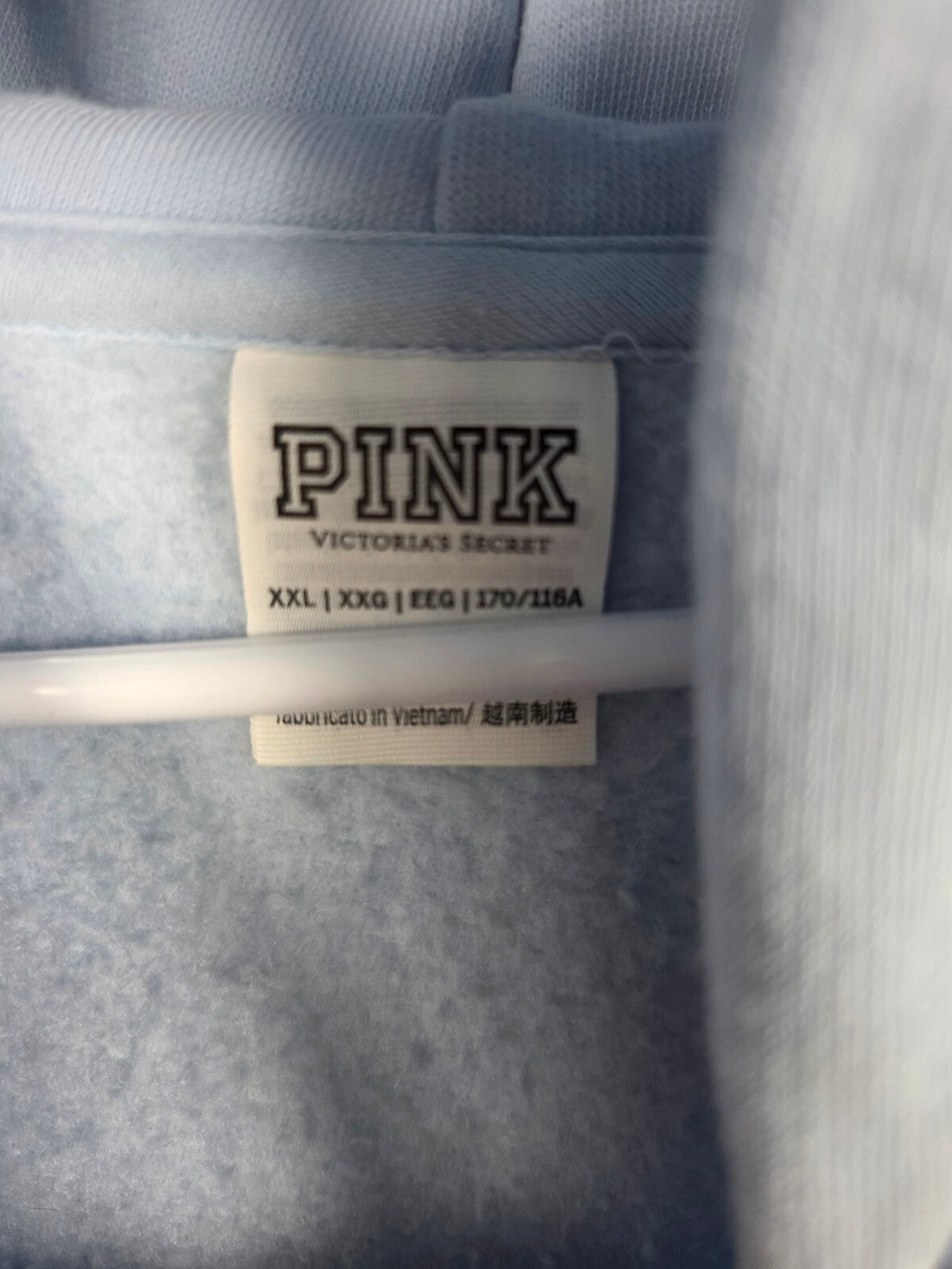 Victorias Secret Pink Light Blue Full Zip Hoodie Jacket 2XL XXL