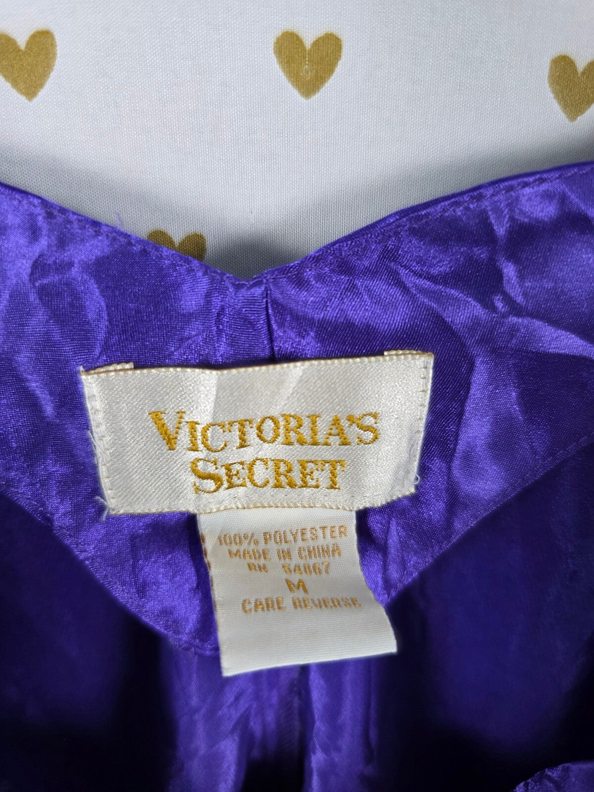 Vintage Victoria's Secret Gold Label Purple Babydoll Nightgown Slip M Buttons