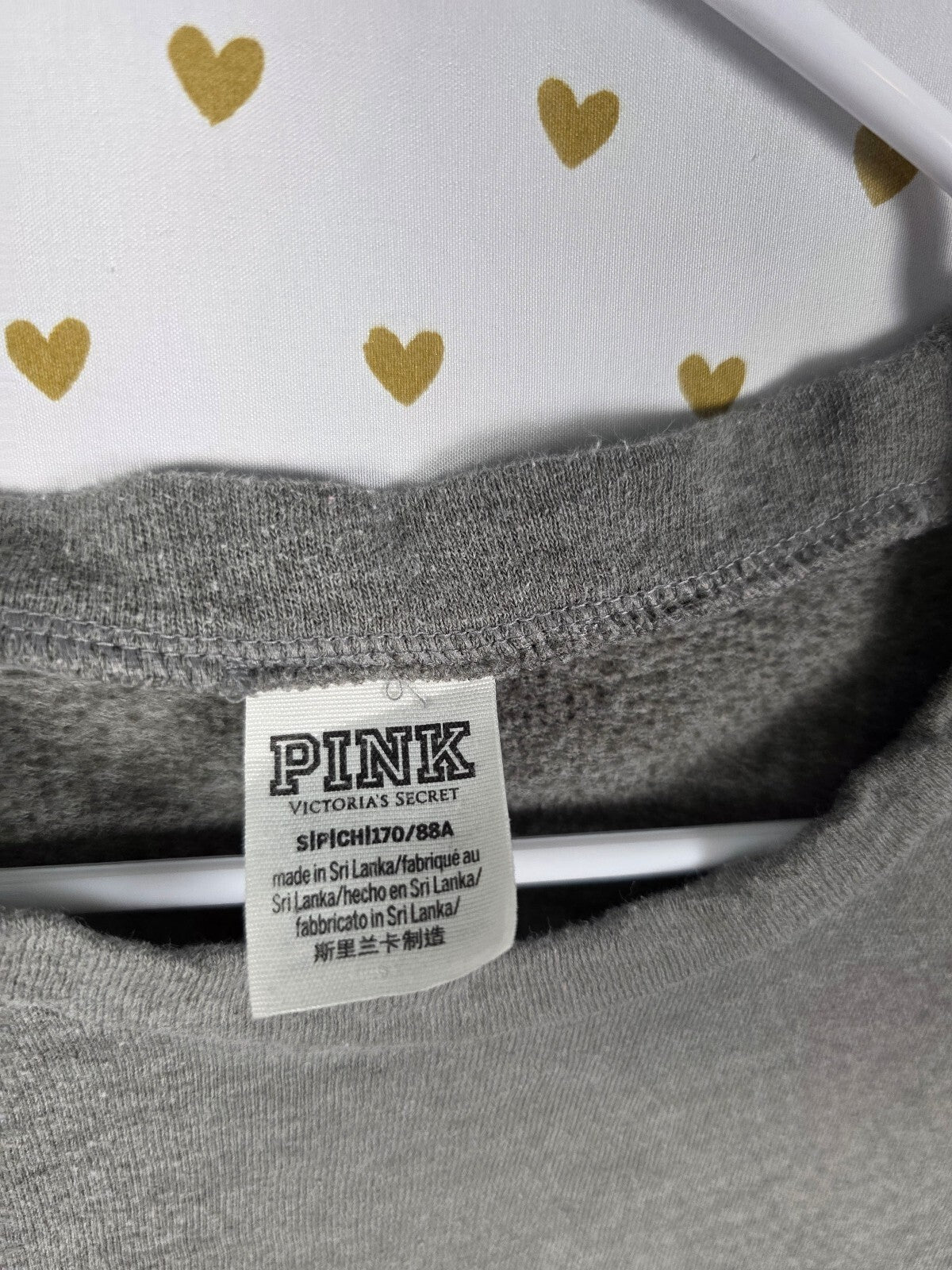 Victorias Secret Pink Mermaid Bling Logo Sweater Shirt Grey Sequined SMALL