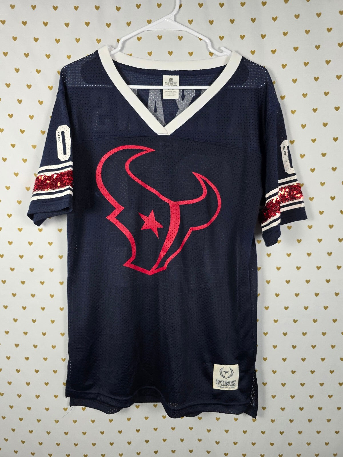 PINK Victoria's Secret NFL Houston Texans 02 Sequin BLING Jersey Medium