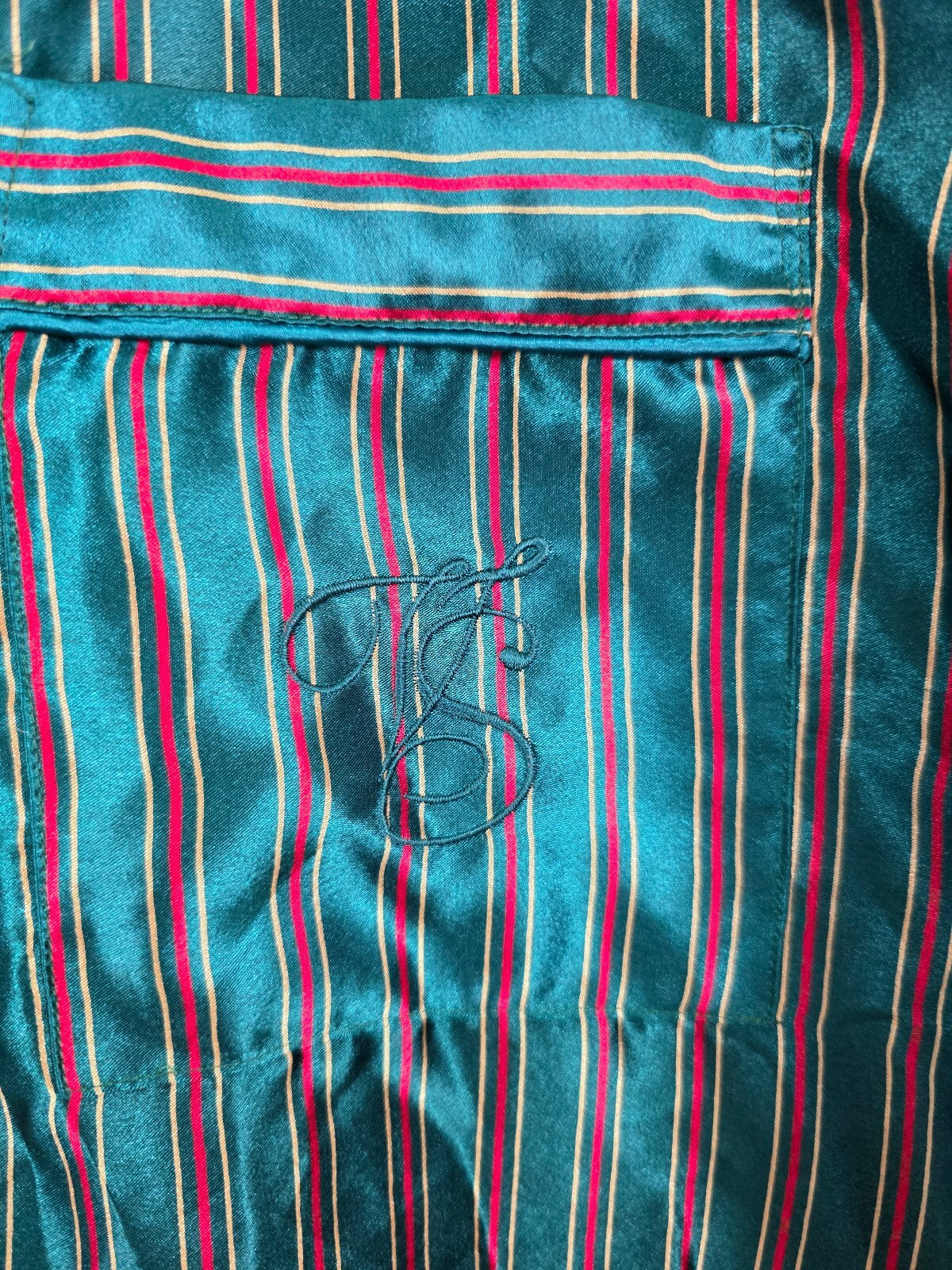 Victorias Secret vintage satin Gold Label Sleep Set Striped Shirt Shorts Medium