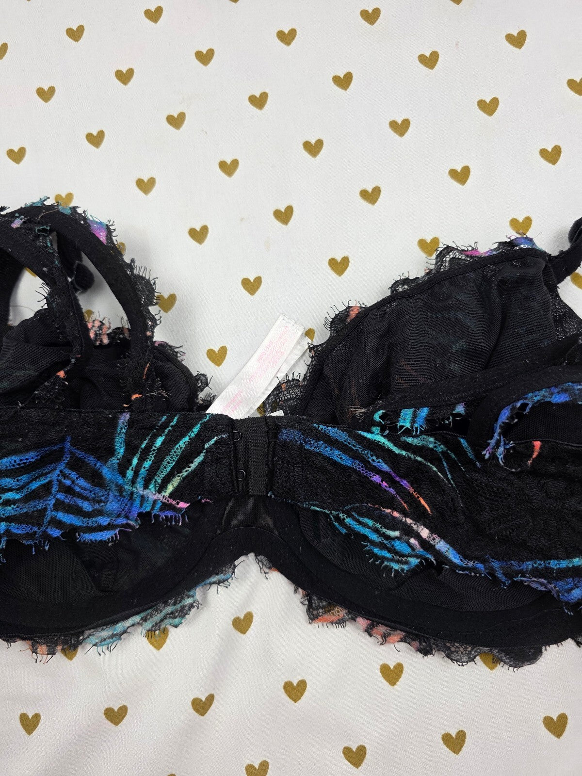 Victorias Secret Unlined Underwire Neon accent bra 36DD