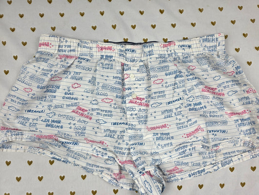 Victoria's Secret PINK Dreamer Sleep Shorts Logo Waist Doodle Print Size S