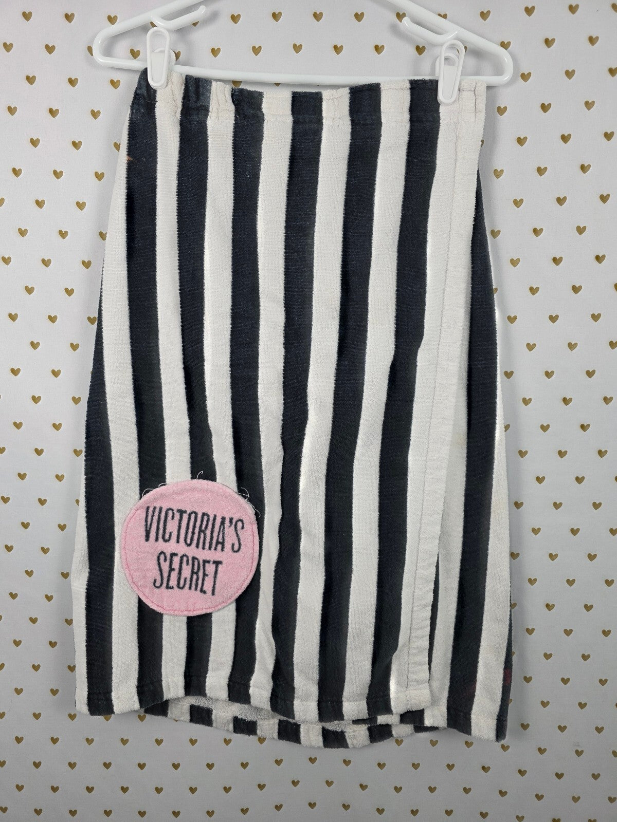 Victoria's Secret Striped Plush Spa Bath Wrap Towel Cover Up Logo