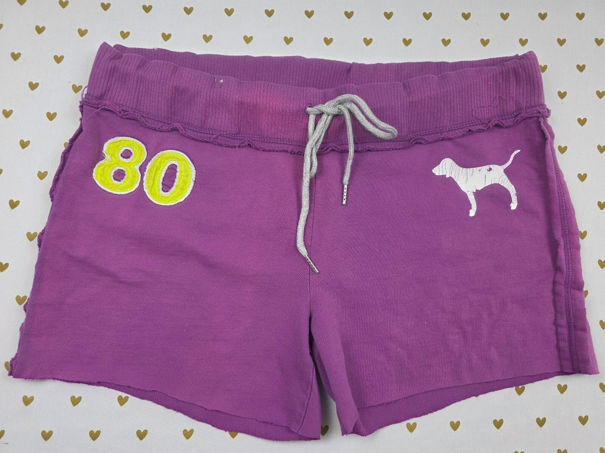 Victorias Secret PINK Vintage Purple Y2k Medium Flawed HTF Logo Shorts Medium 06