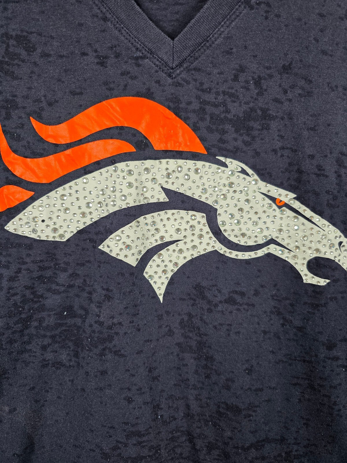 Victoria’s Secret PINK Denver Broncos NFL Rhinestone Burnout V Neck Tee XS