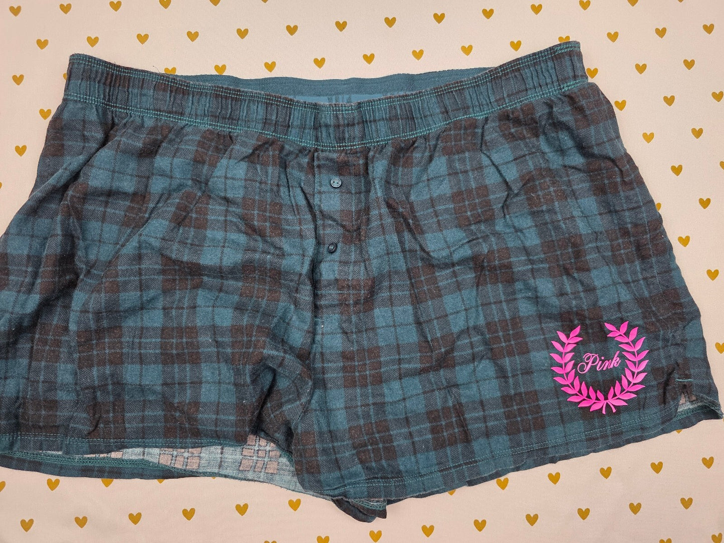 Victorias Secret PINK Plaid Crest XL   Sleep Shorts Boxers Pajama Bottoms
