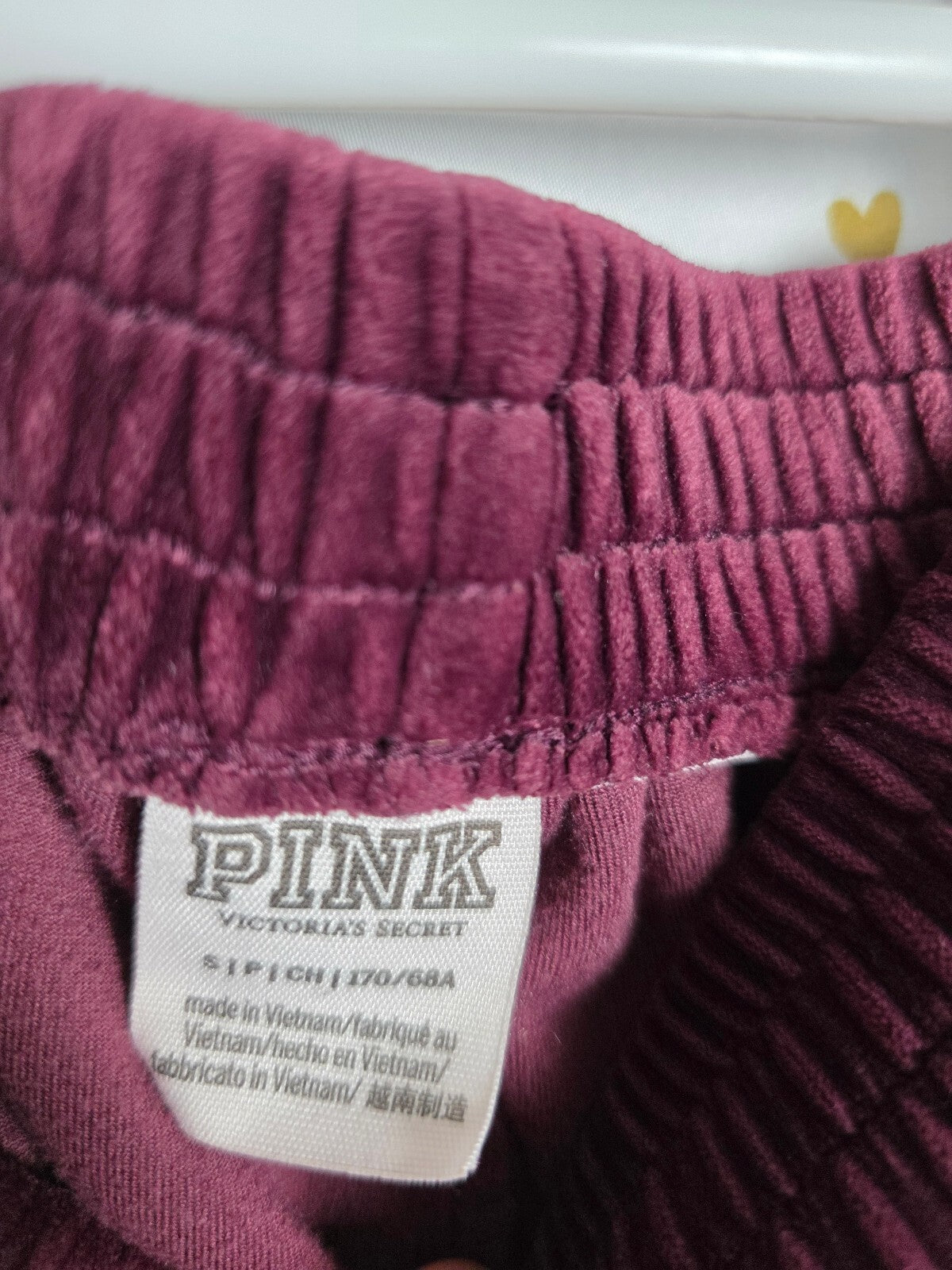 Victorias Secret Pink Velour Maroon Hoodie Jacket Sweats SET 2pc SMALL MED