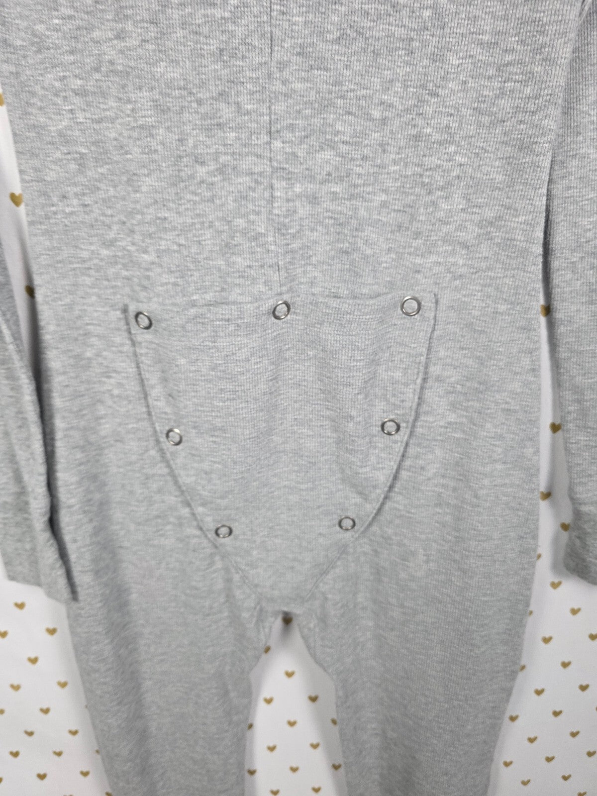 Victoria's Secret PINK Long Jane Onesie S Gray Fair Isle Thermal Drop Seat 2016