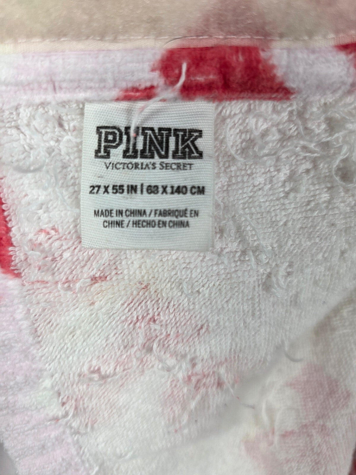 Victoria's Secret PINK Polka Dot Plush Spa Bath Wrap Towel Cover Up Logo