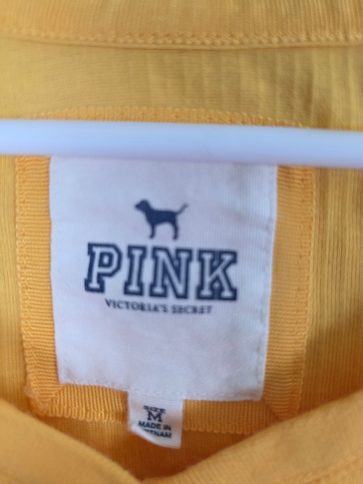 Vintage 2008 VS PINK University of Pink 86 Yellow Ribbed Henley Top M Y2K