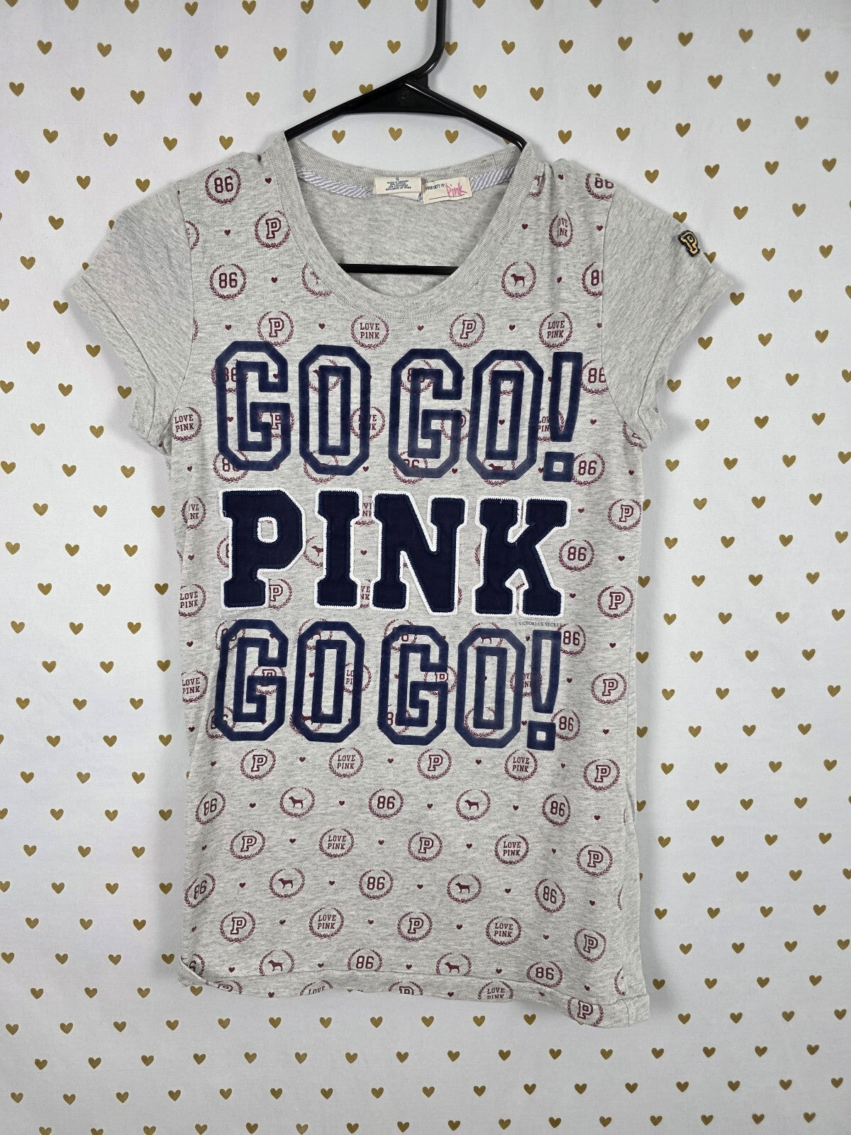 Victorias Secret PINK GO GO Logo Tee shirt Vintage Y2k SMALL