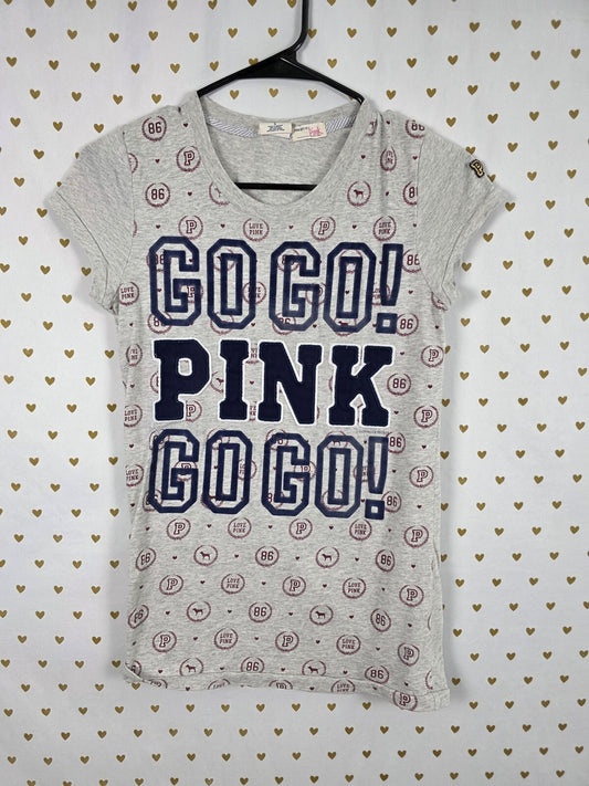 Victorias Secret PINK GO GO Logo Tee shirt Vintage Y2k SMALL