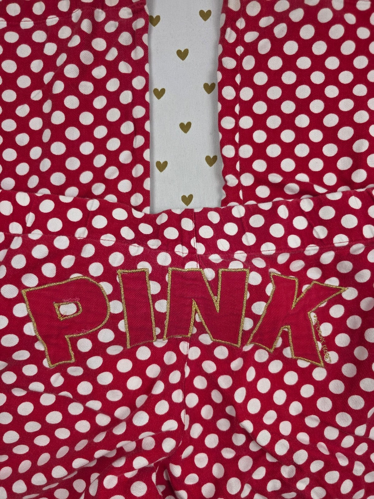 Victorias Secret Pink Red Polka Dot Logo Butt XS  Sleep Pants Pajama PJ Bottoms