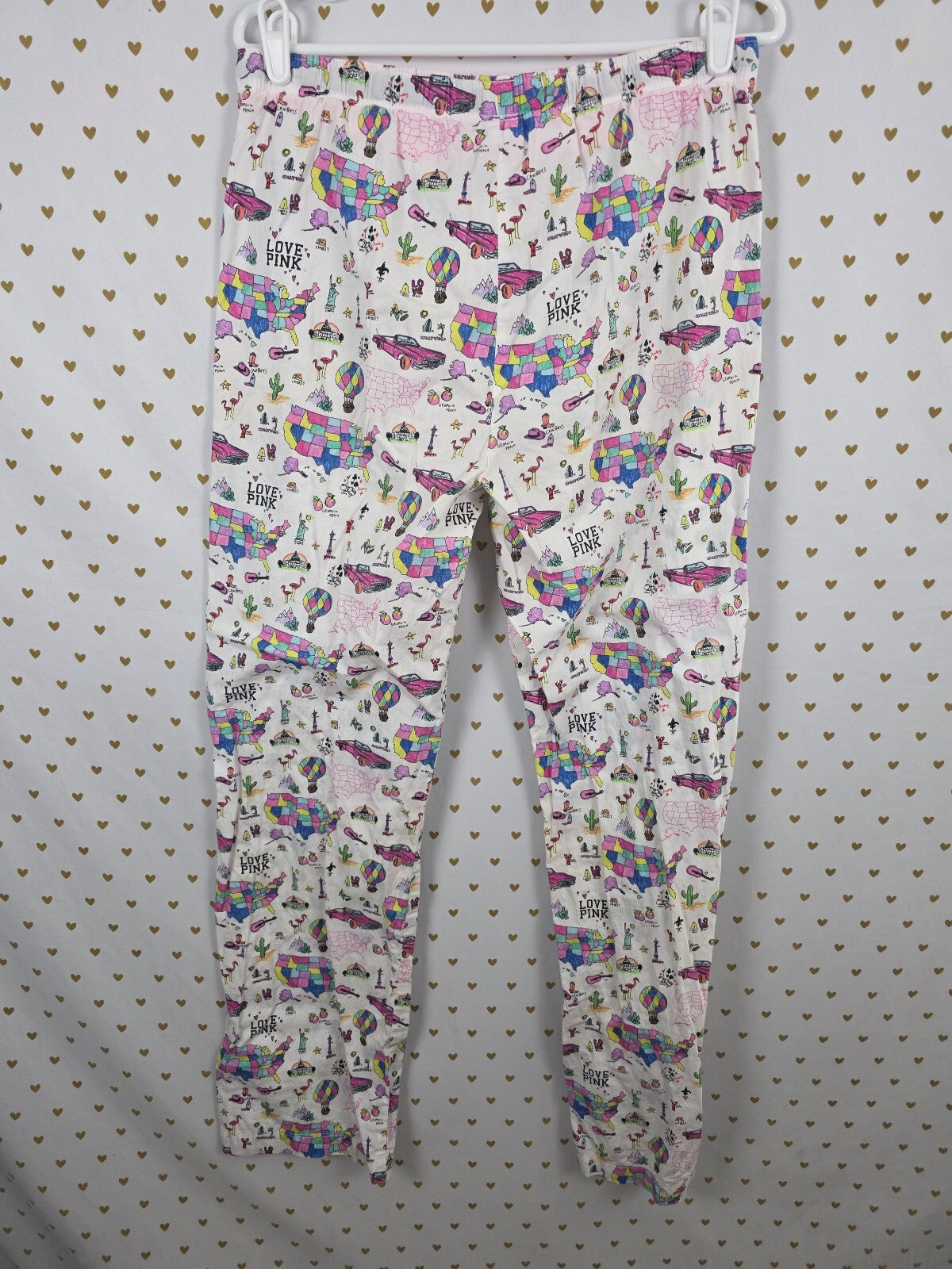 Victoria’s Secret PINK Love PINK USA Map Travel Pajama Pants S HTF