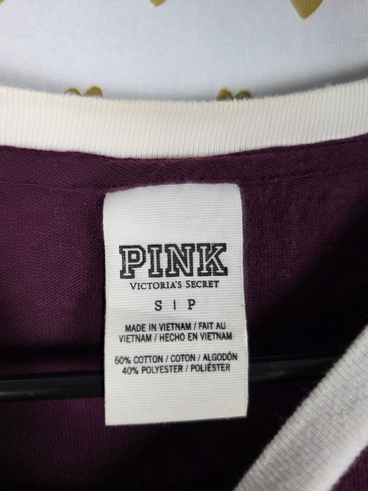 Victorias Secret PINK BLING Sequined Colorblock Long Sleeve Tee shirt SMALL