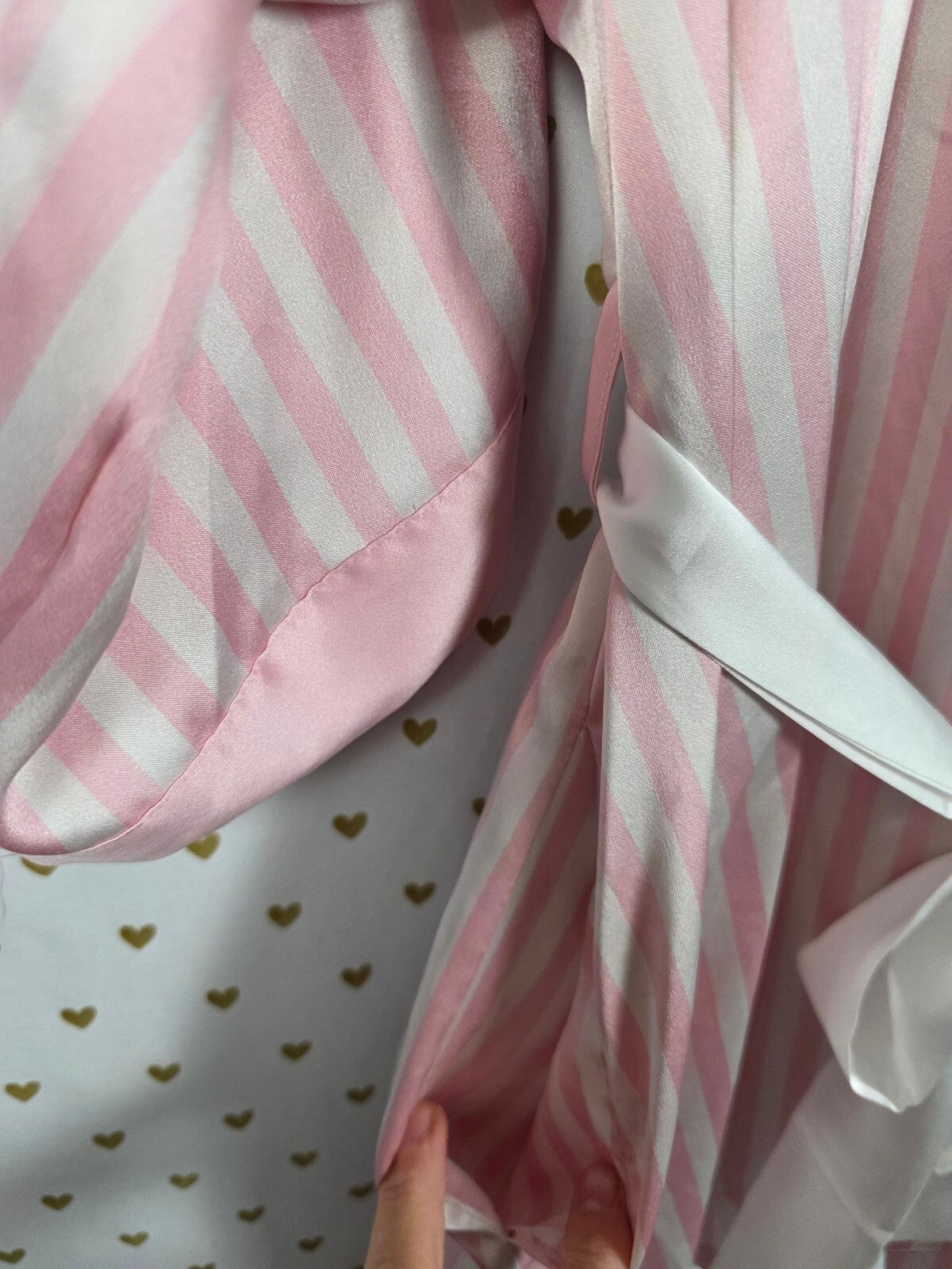 Victoria's Secret World Tour 2023 Pink Stripe Satin Robe Gold Wings Belt XL XXL
