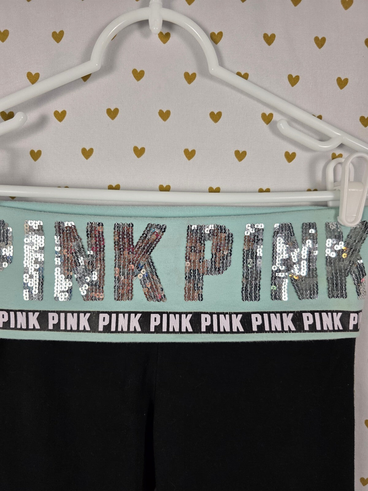 Victorias Secret PINK BLING sequined Vintage y2k FOLDVER Yoga Pants Capri XS