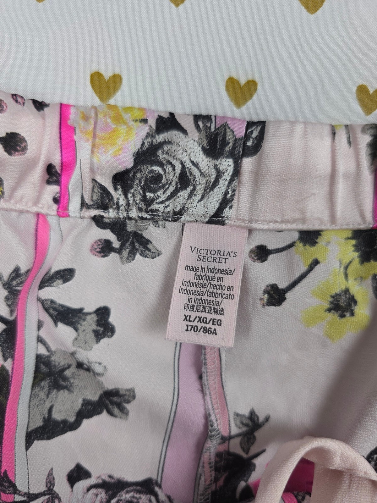 Victorias Secret Satin Floral  Sleep Pants Pajama PJ Bottoms XL Silky