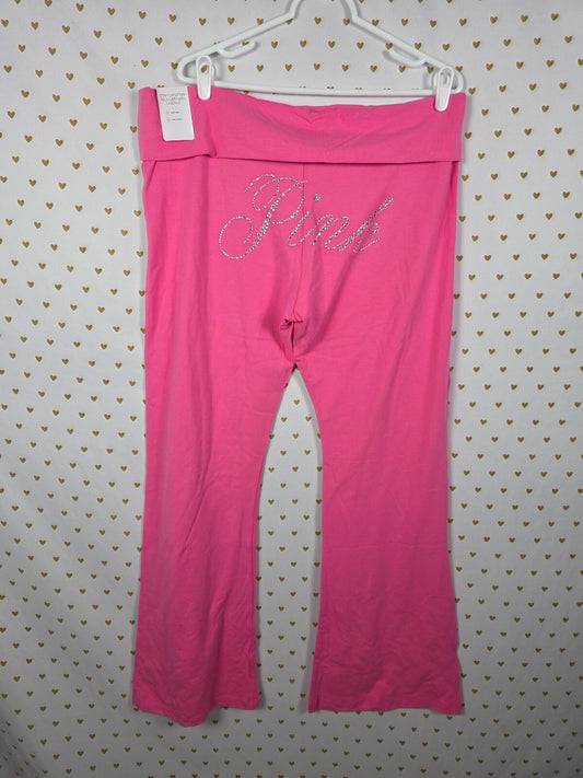 Victorias Secret PINK New BLING NWT Flare Foldover Leggings Yoga Pants 2XL XXL