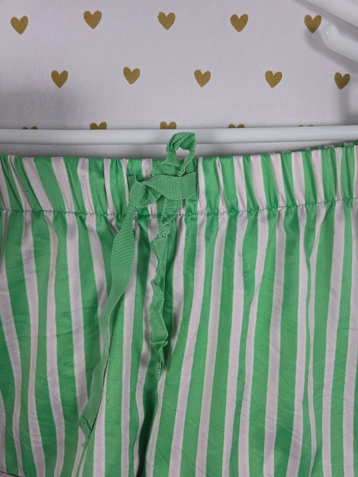Victorias Secret Green SATIN Striped Silky XS Sleep Shorts Boxers Pajama Bottoms