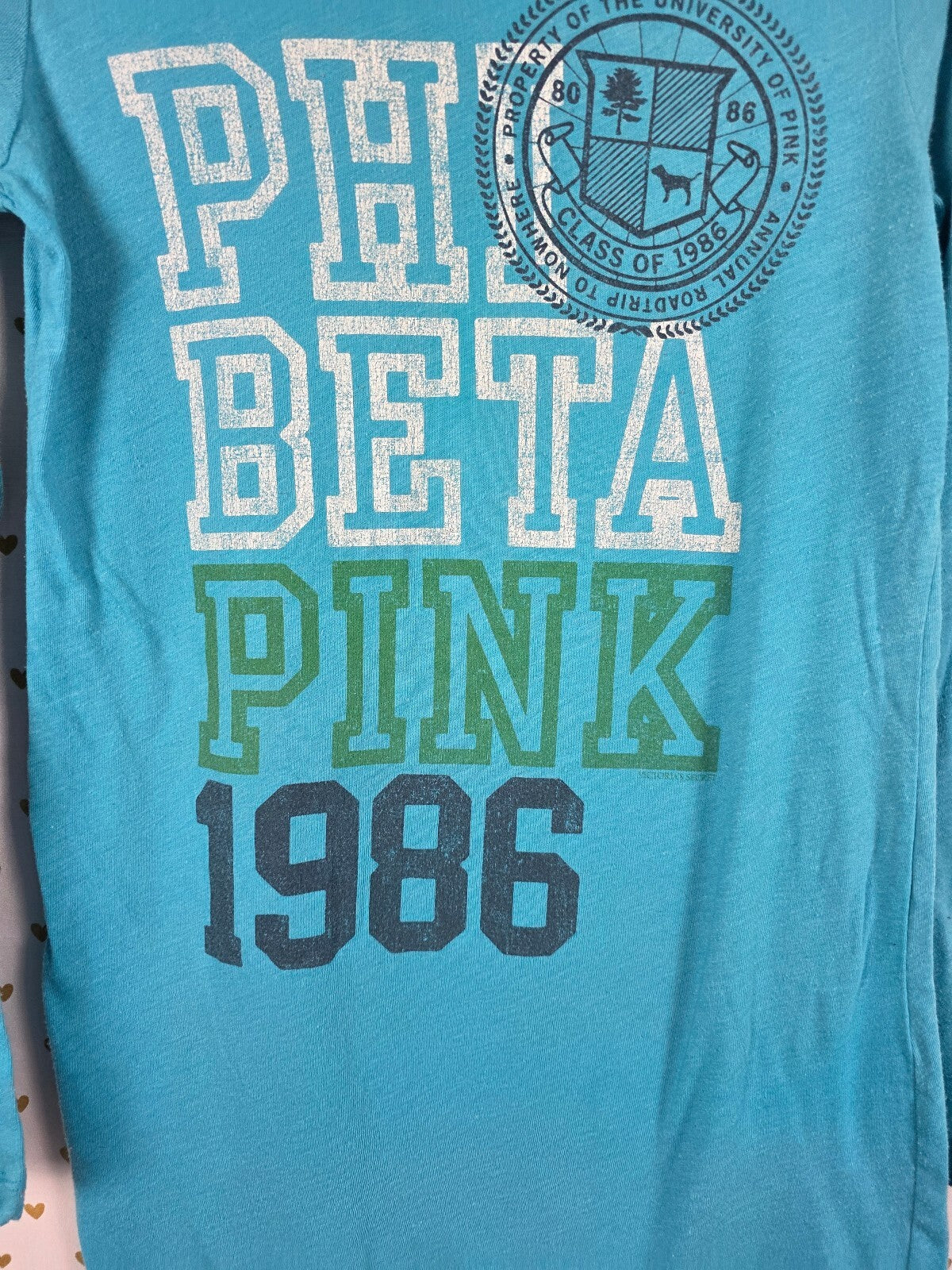 Victorias Secret PINK Vintage PHI BETA Sleep Shirt nightgown Long sleeve MEDIUM