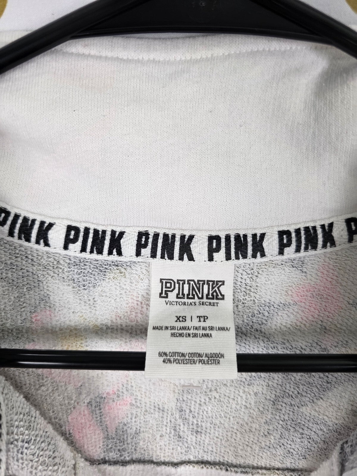 Victorias Secret PINK Vintage Boyfriend Sweats Set Quarter Zip Floral Outfit XS