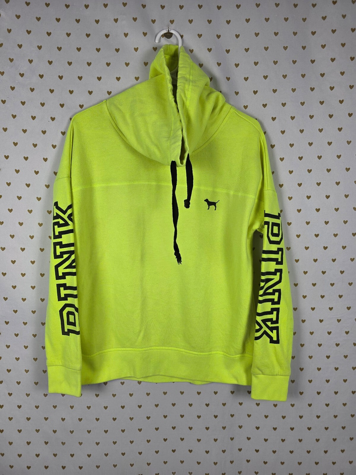 Victorias Secret Pink Neon Slouchy Logo Sweater Pullover Yellow XS Oversized