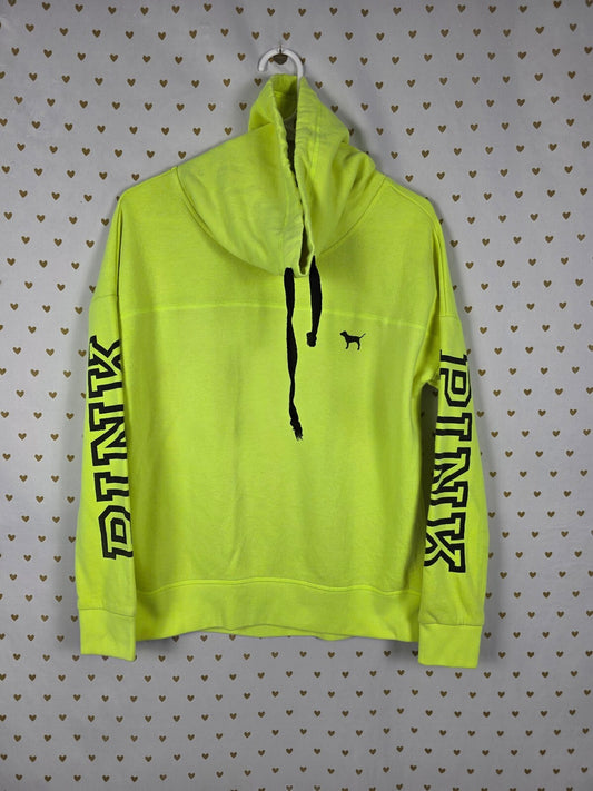 Victorias Secret Pink Neon Slouchy Logo Sweater Pullover Yellow XS Oversized