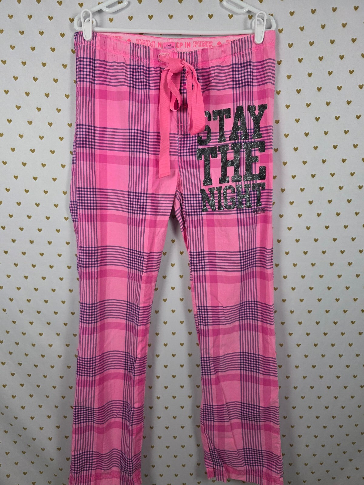 Victorias Secret  VINTAGE PINK PLAID STAY THE NIGHT Pants Pajama PJ Bottoms XS