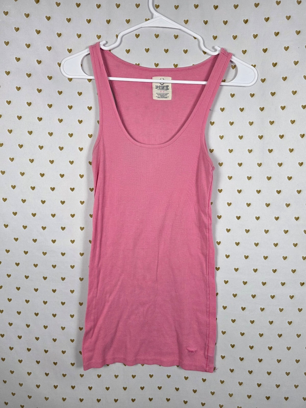 Victorias Secret PINK Vintage y2k Ribbed Embroidered Dog Tank Top Medium