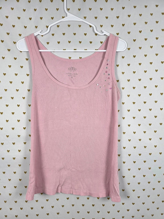Victorias Secret Vintage Pink Bling Medium Studded Ribbed Tank Top MEDIUM