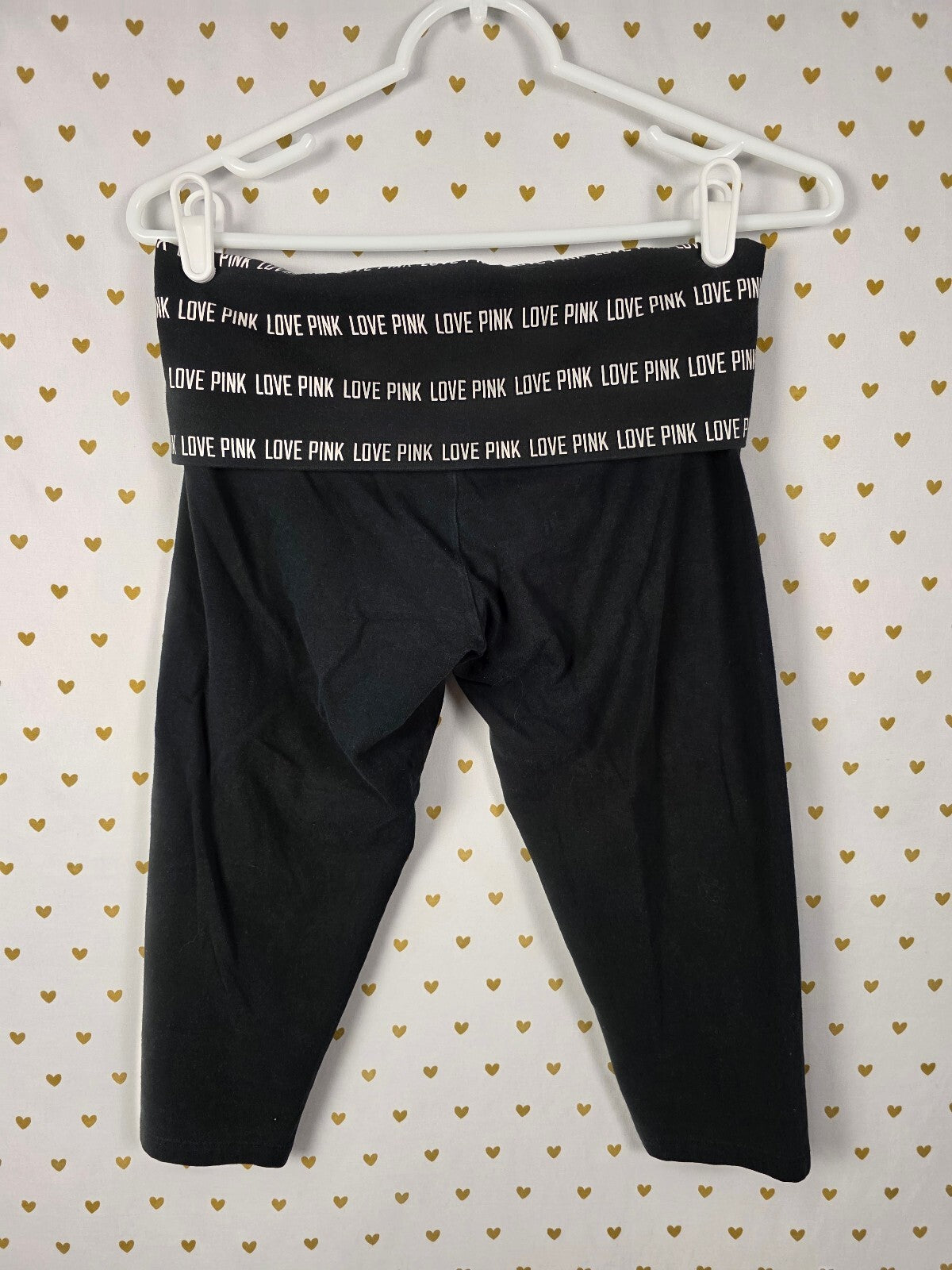 Victorias Secret PINK Vintage FOLDOVER Logo Yoga Pants Capri SMALL