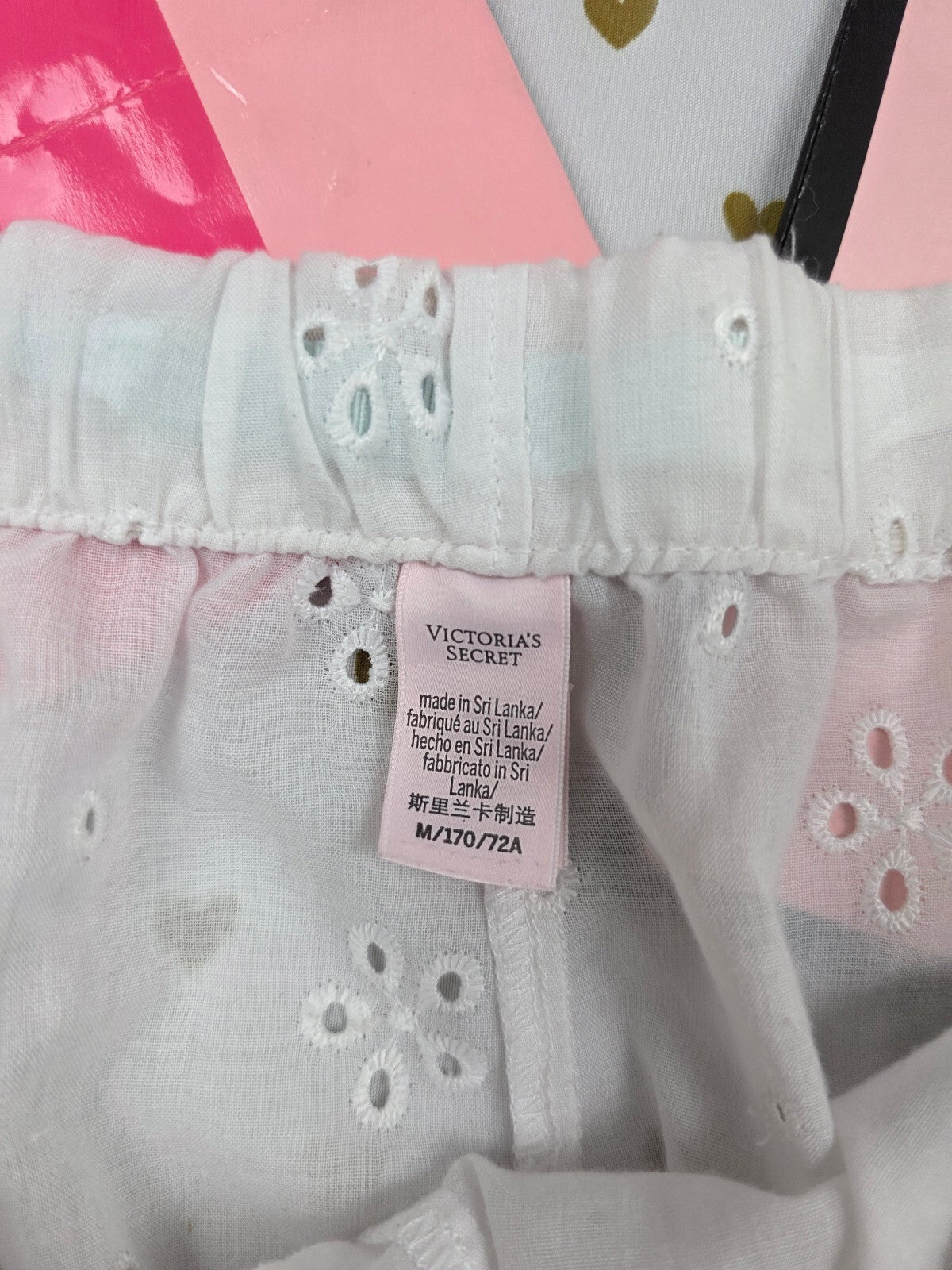 Victorias Secret White eyelet Medium Sleep Shorts Boxers Pajama Bottoms