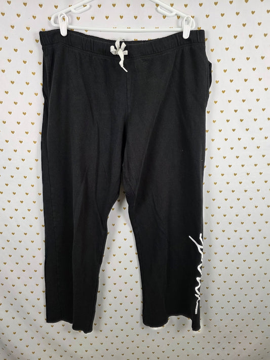 Victorias Secret PINK Black Logo Sweats Sweatpants XL Flared