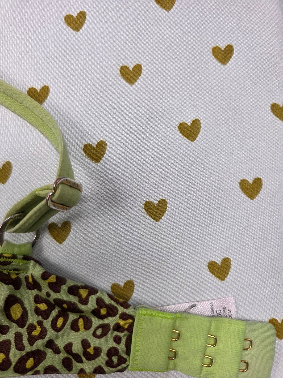 Victorias Secret Green Leopard Cheetah Vintage Bra Very Sexy Padded Demi 38C
