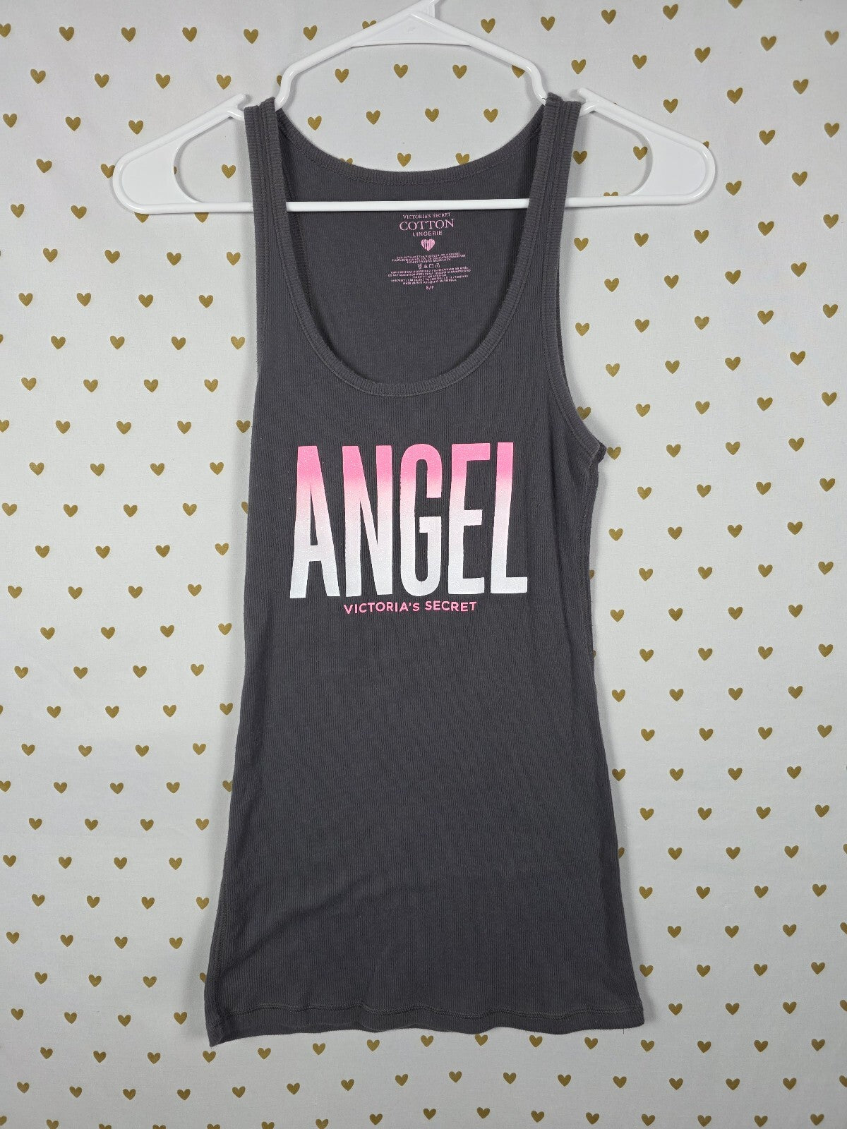 Victorias Secret Vintage Cotton ANGEL Bling Glitter Tank Top Y2k SMALL