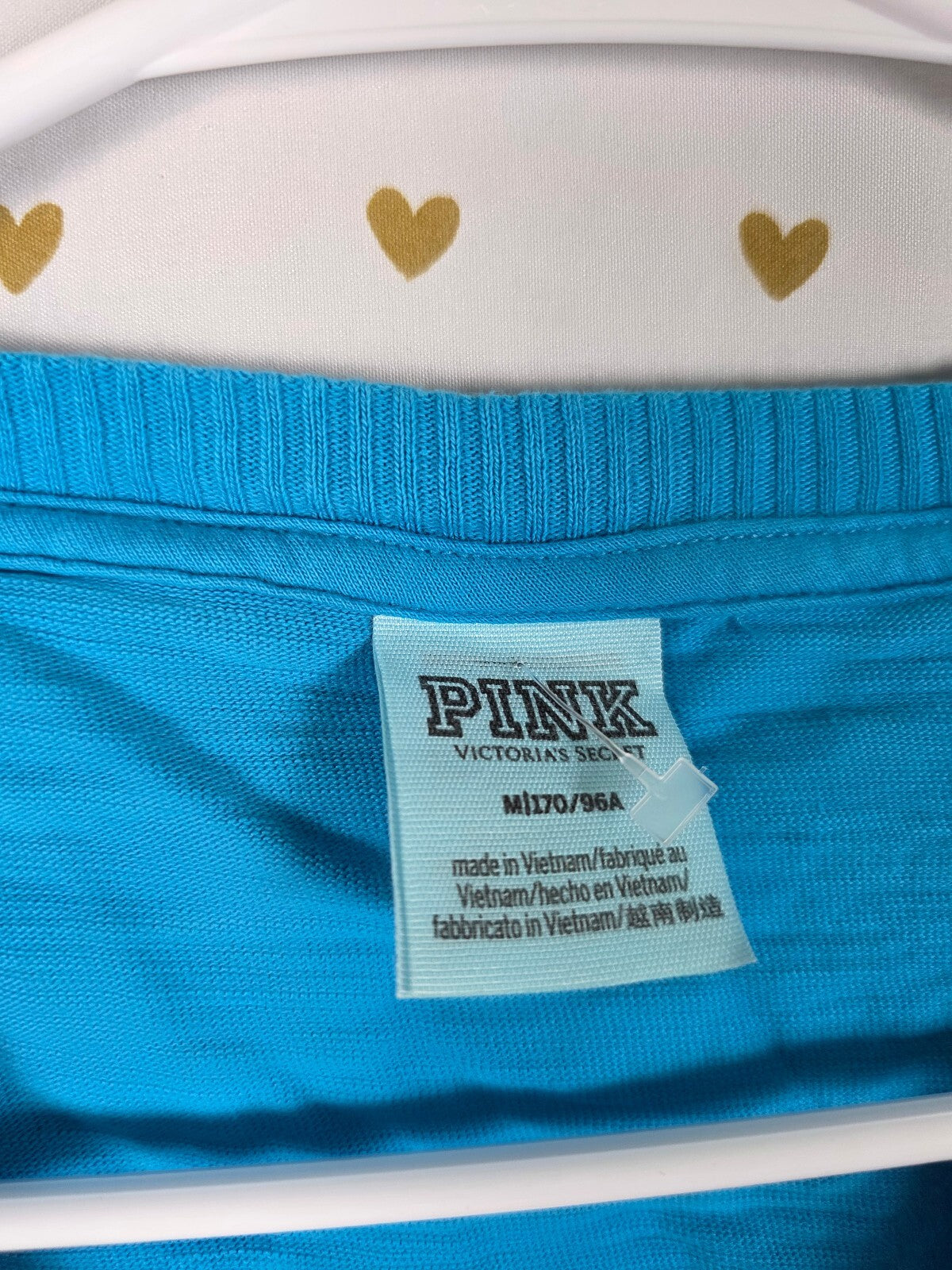 Victorias Secret PINK Boxy Cropped Blue Thick Shirt Tee MEDIUM