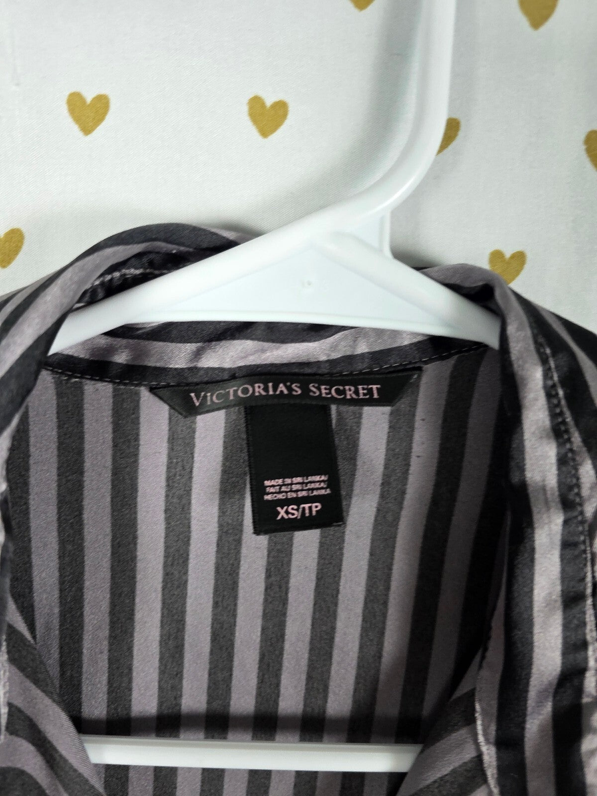 Victorias Secret Sleep SET 2pc Outfit Pajama Satin Striped Shirt Pants XS