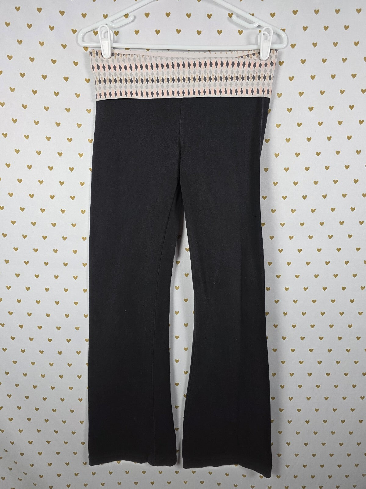 Victorias Secret PINK Vintage Y2k Flared FOLDOVER Yoga Pants Geometric SMALL