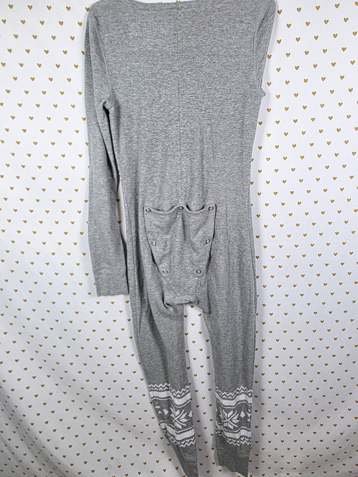 Victoria's Secret PINK Long Jane Thermal Large Fair Isle Drop Seat Pajamas