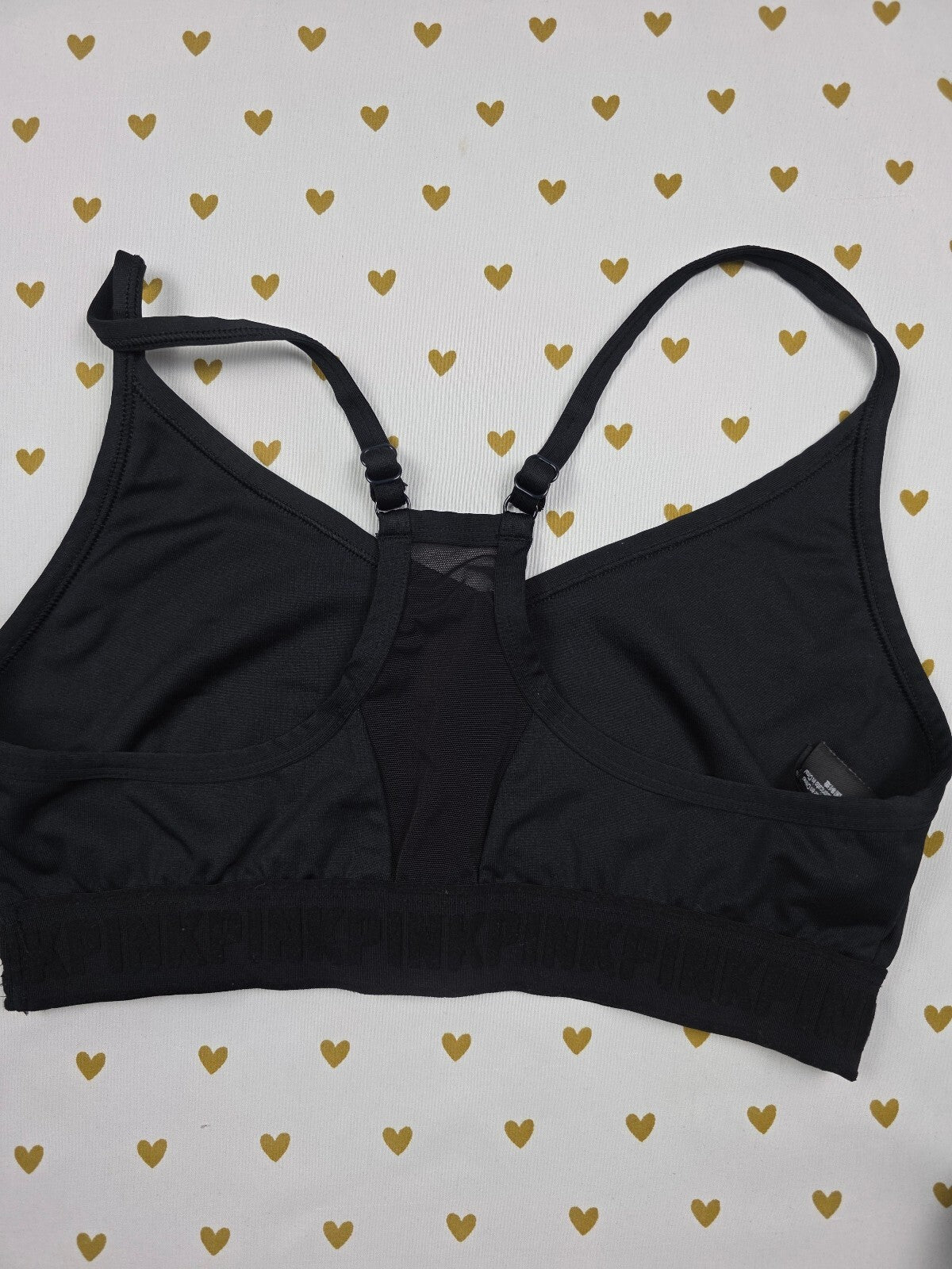 Victorias Secret Pink Black Sports Bra active Medium Bralette Bra Top Tank