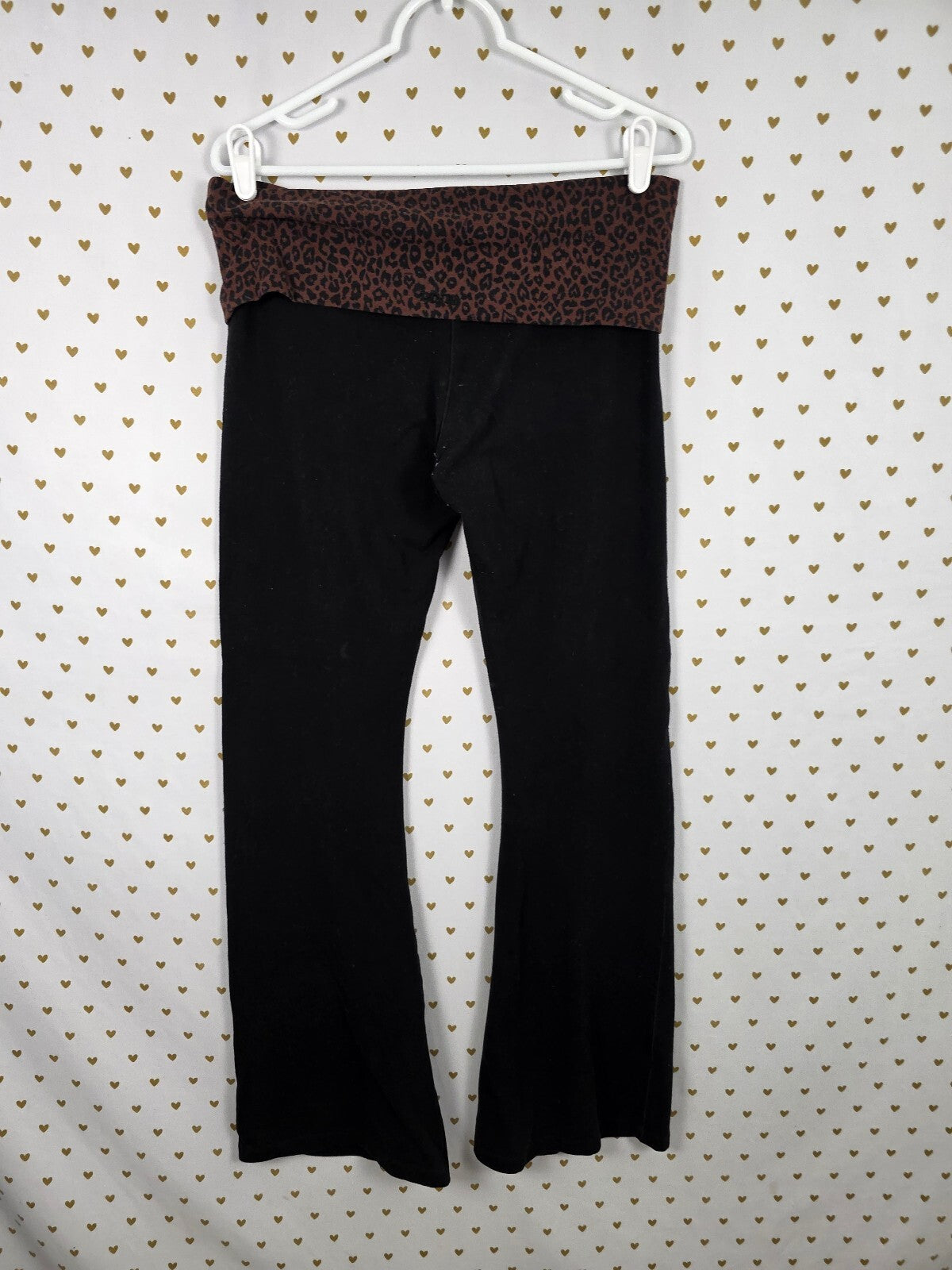 Victorias Secret PINK Cheetah Leopard Flare Foldover Yoga Pants Large
