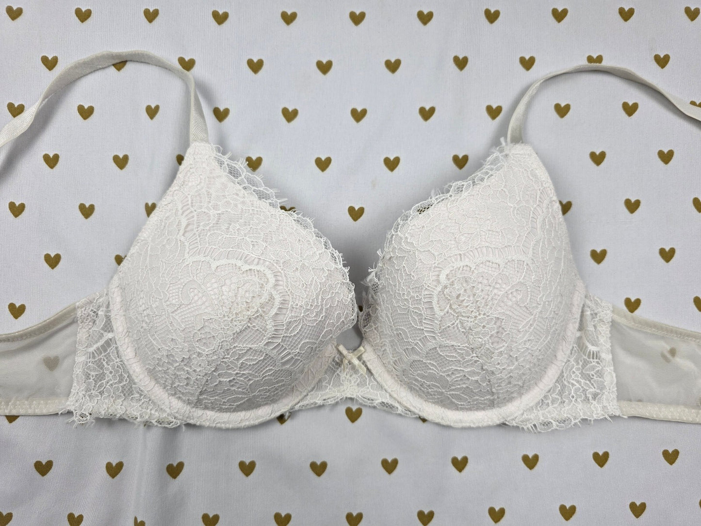 Victorias Secret White Lined Perfect Coverage Bra DREAM ANGELS 34B