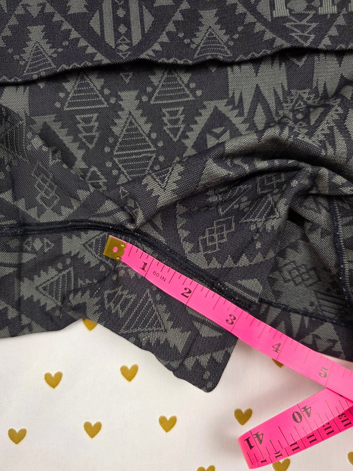 Victoria's Secret PINK Foldover Yoga Shorts Black Gray Aztec Tribal Vintage Med